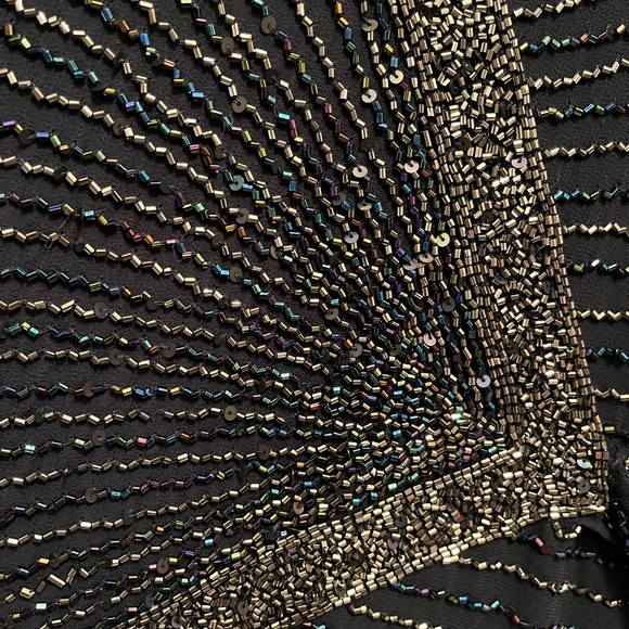 J Kara NWT Beaded Faux Wrap Long Dress - size 14W - Picture 4 of 9